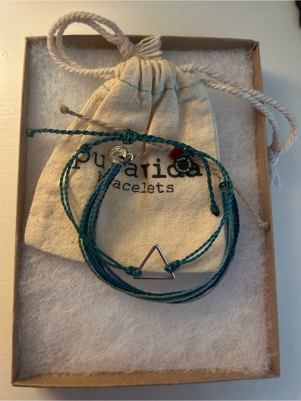 Pura Vida Teal Layered Triangle Charm Bracelet Set